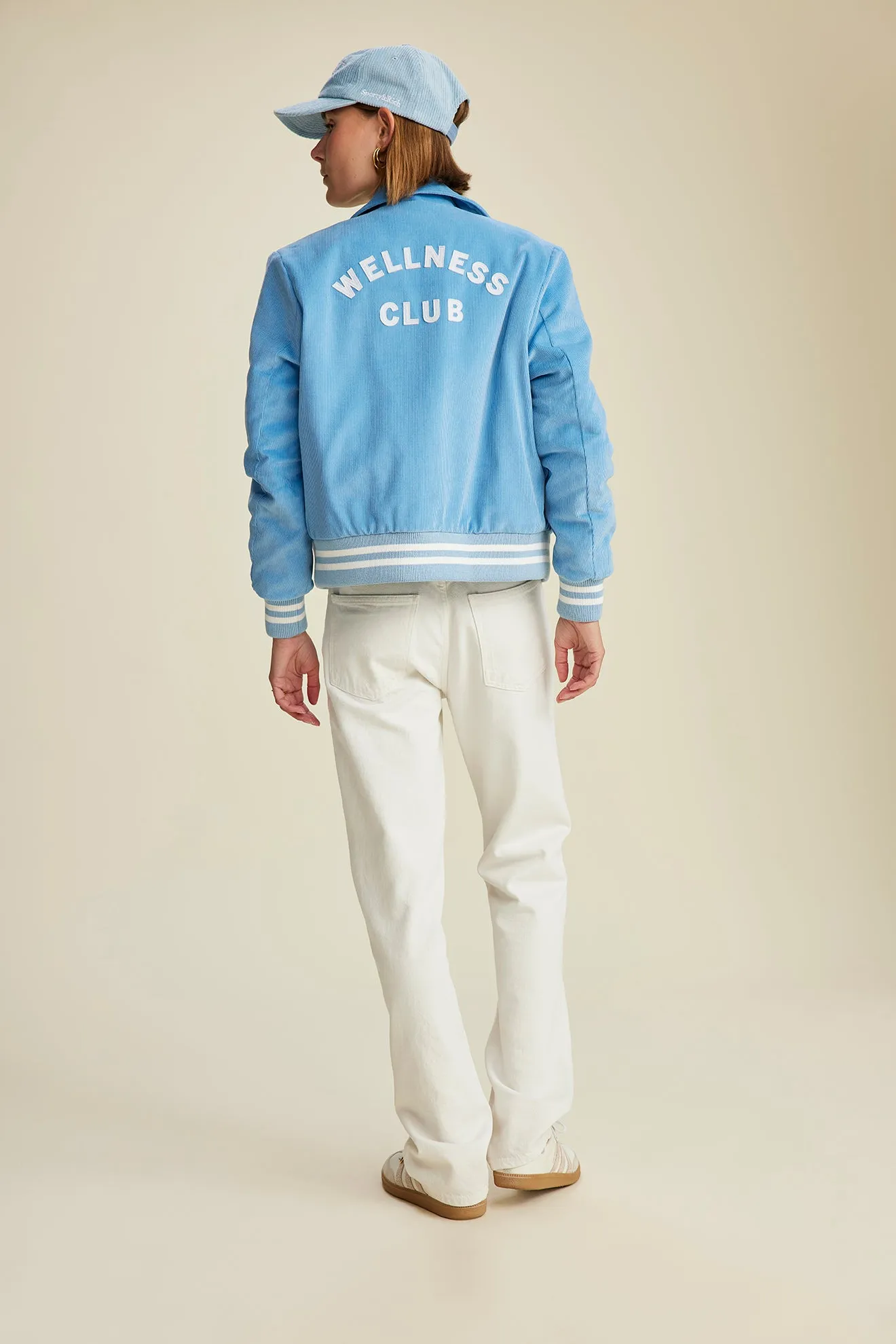 Wellness Club Corduroy Jacket - Baby Blue/White