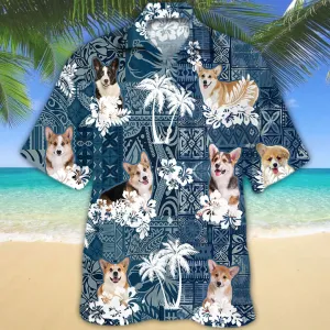 Welsh Corgi Hawaiian Shirt, Corgi Flowers Aloha Shirt, Men's Hawaiian shirt, Women's Hawaiian shirt