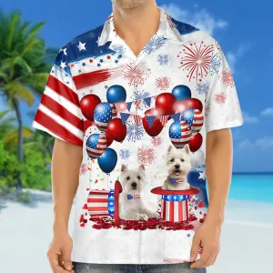 West Highland White Terrier Independence Day Hawaiian Shirt for men and women, 4th of july hawaiian shirt