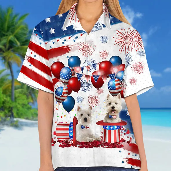 West Highland White Terrier Independence Day Hawaiian Shirt for men and women, 4th of july hawaiian shirt