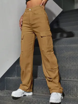 Western Flap Pocket Long Ripped Jeans