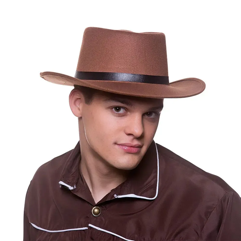 Western Gunslinger Hat Brown Cowboy Stag Night Fancy Dress