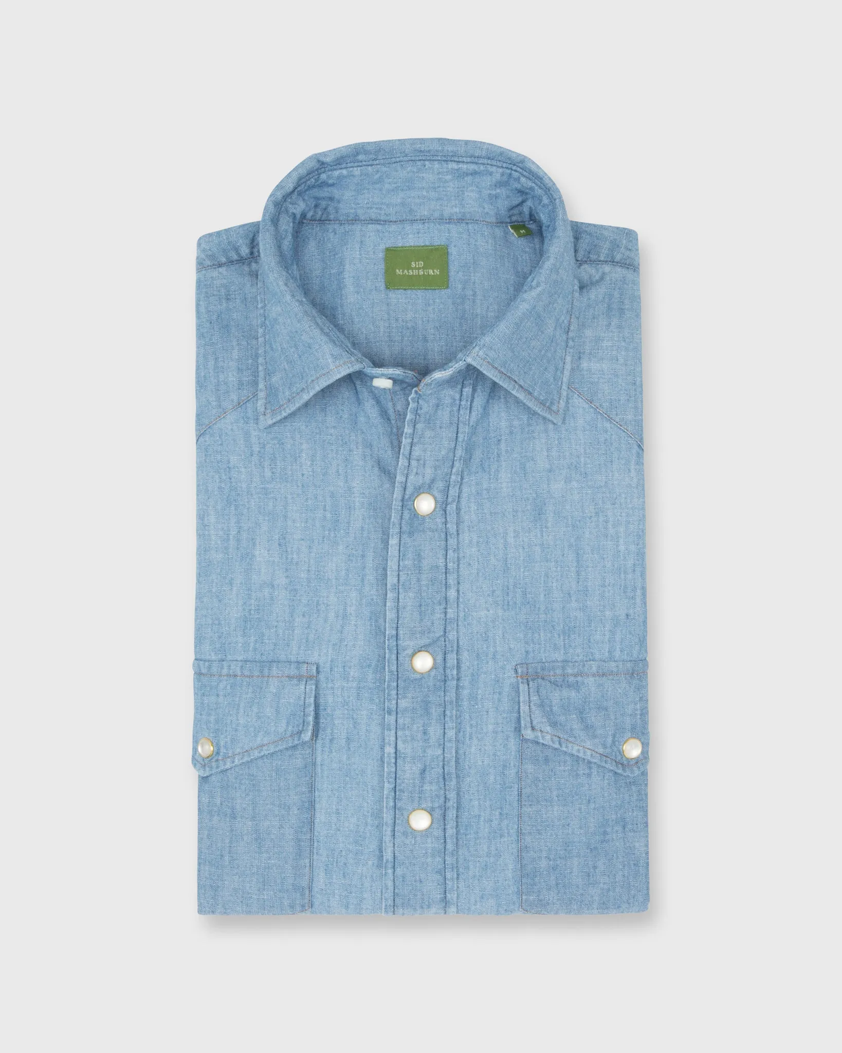 Western Work Shirt in Extra Light Wash Indigo Chambray