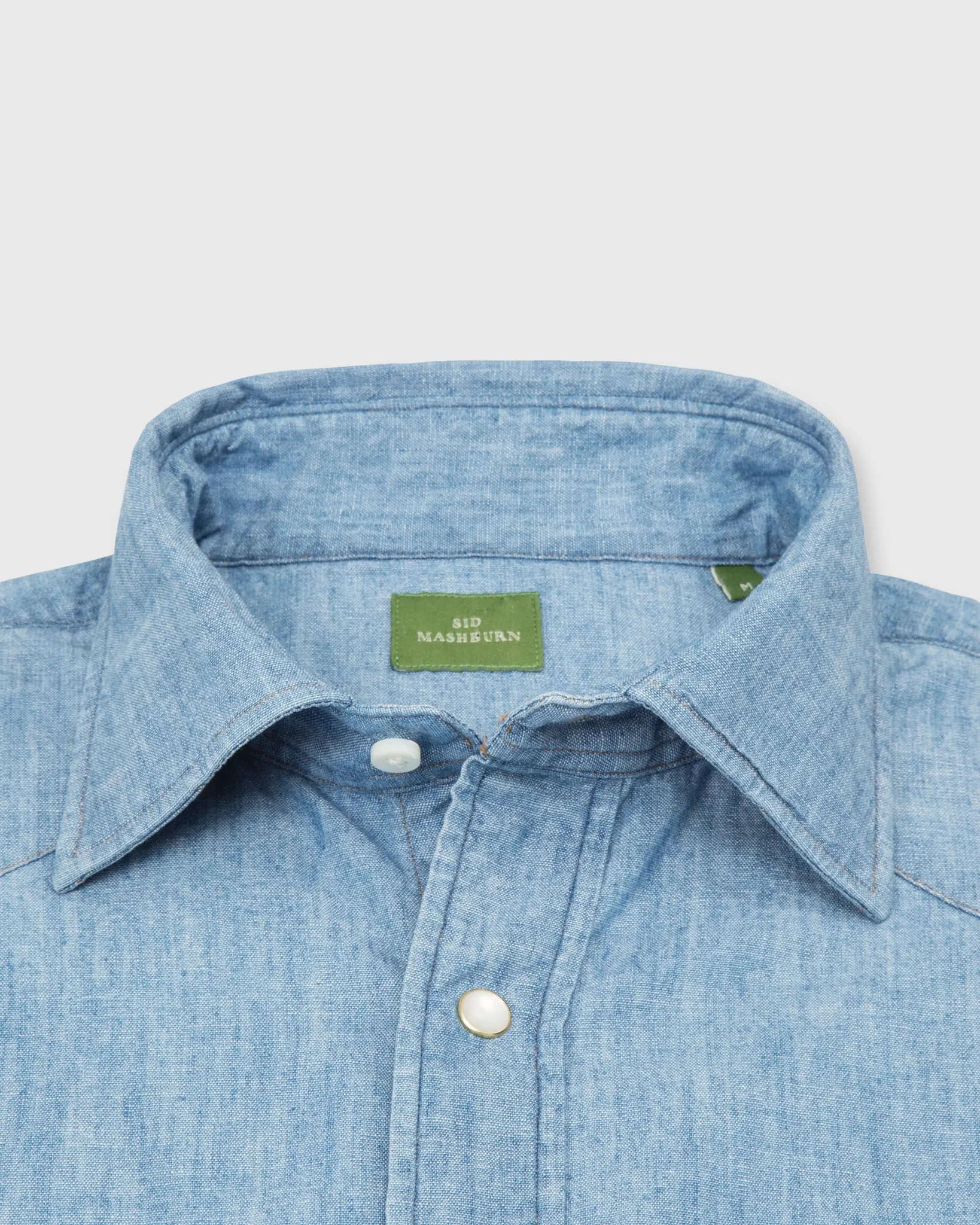 Western Work Shirt in Extra Light Wash Indigo Chambray