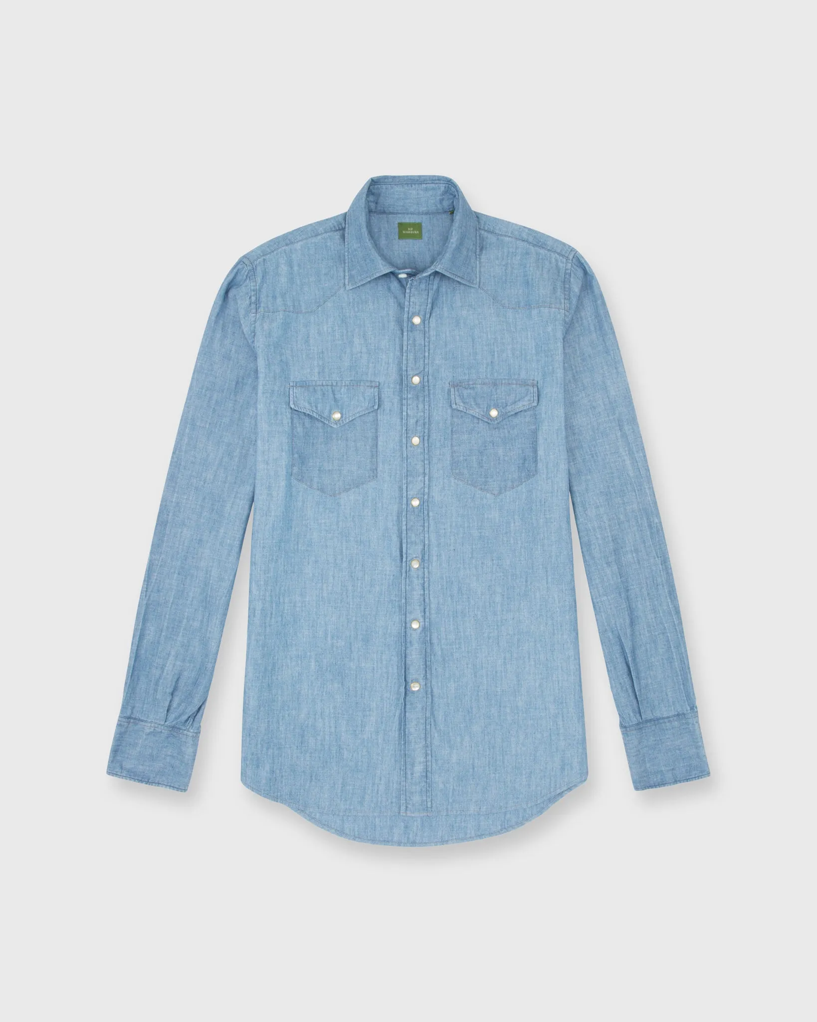 Western Work Shirt in Extra Light Wash Indigo Chambray