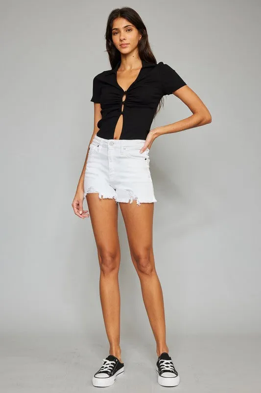 White High Rise White Shorts