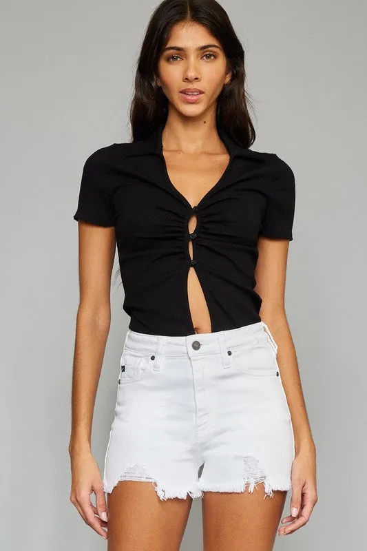 White High Rise White Shorts