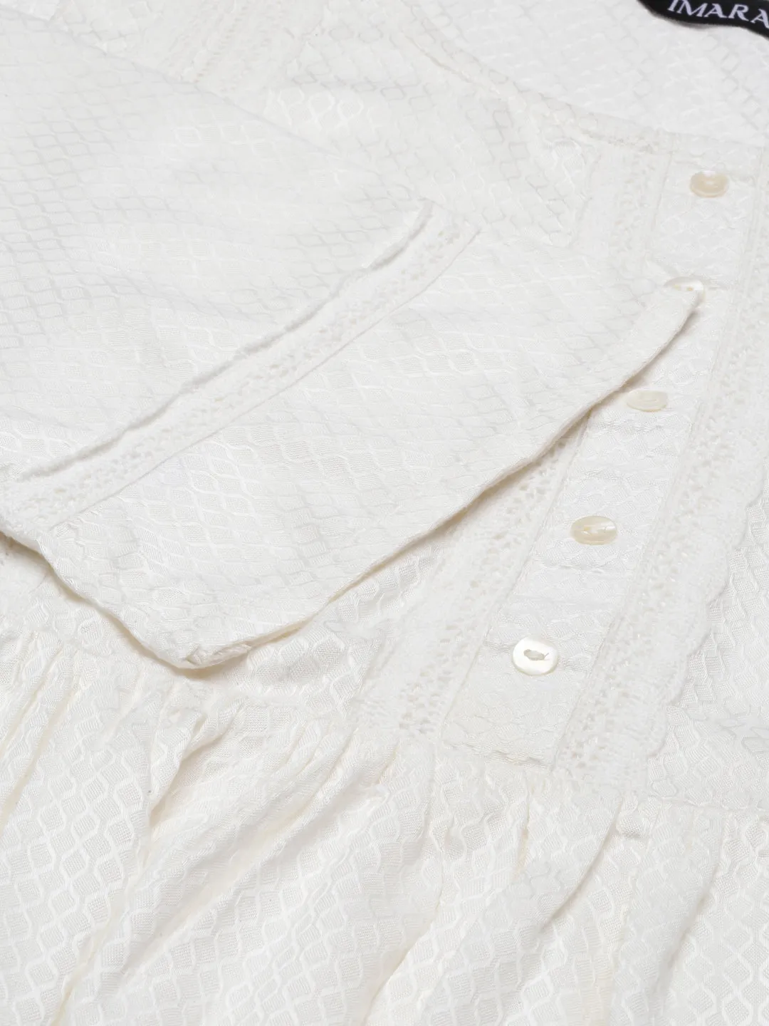 White Solid Chikankari Flared Top