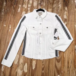 White Striped Denim Trucker Jacket