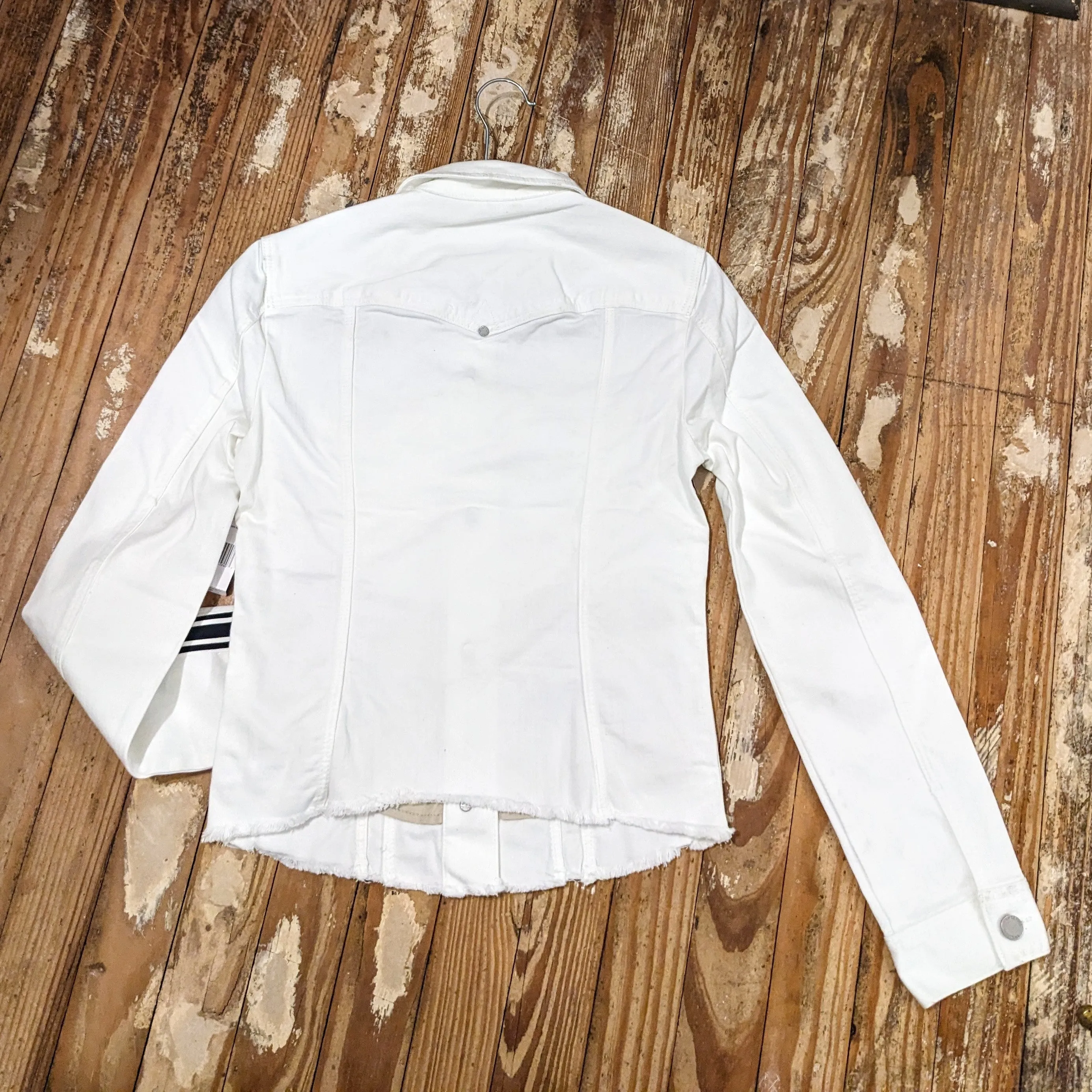 White Striped Denim Trucker Jacket