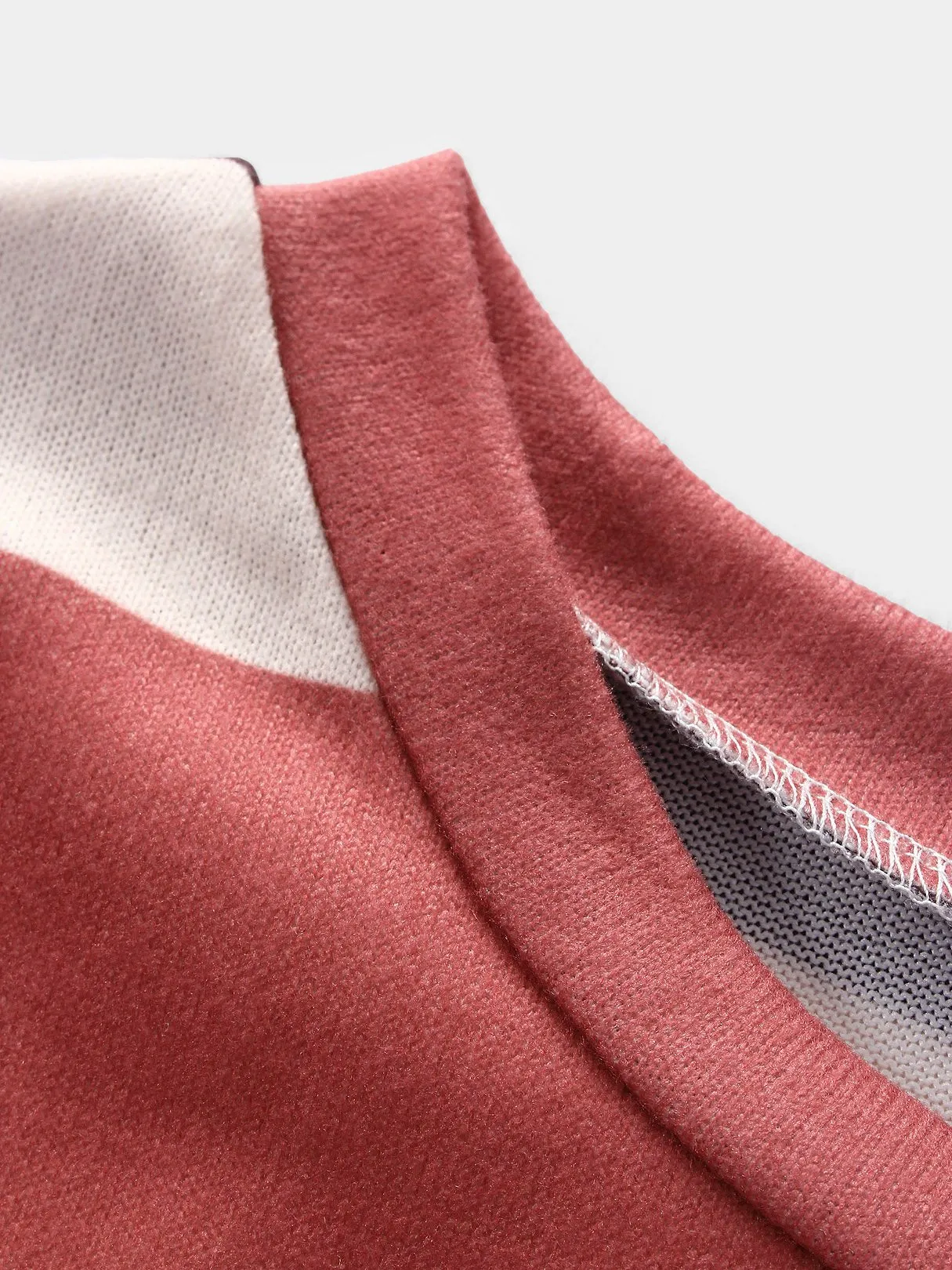 Wholesale Pink Round Neck Long Sleeve Stripe Sequins Embellished Curved Hem T-Shirts