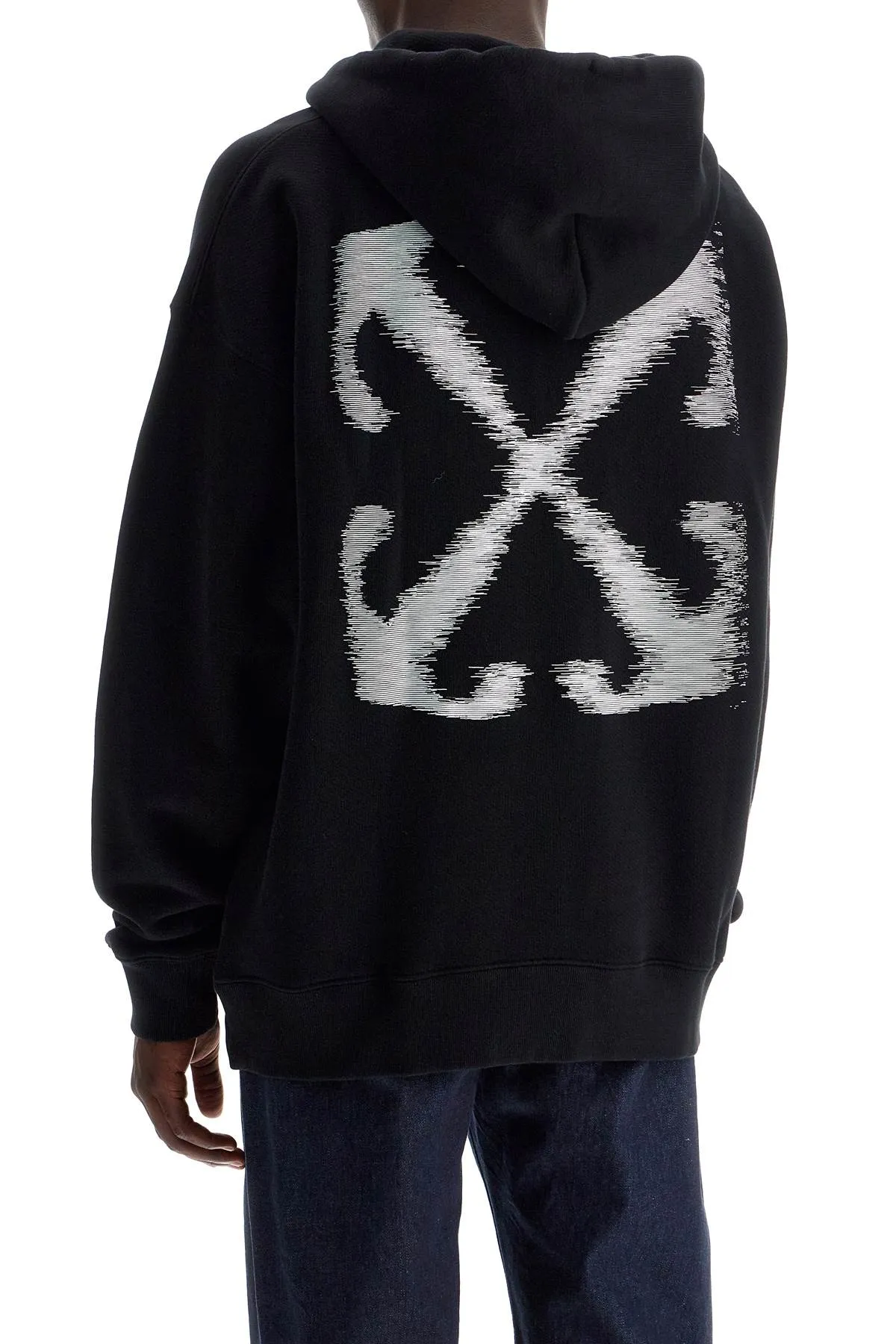 windy arrow hoodie OMBB085F24FLE009 BLACK - WHITE