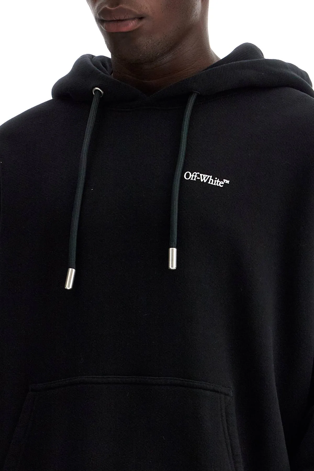 windy arrow hoodie OMBB085F24FLE009 BLACK - WHITE