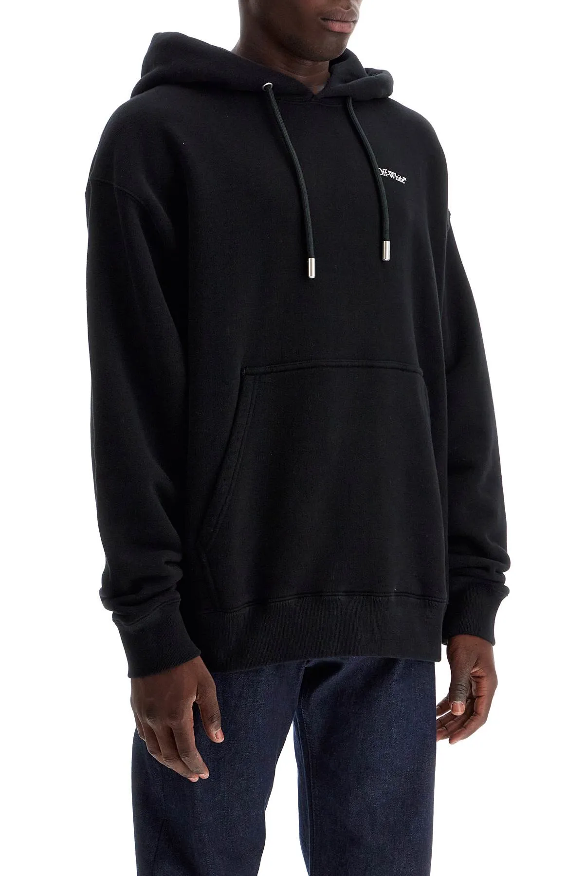 windy arrow hoodie OMBB085F24FLE009 BLACK - WHITE