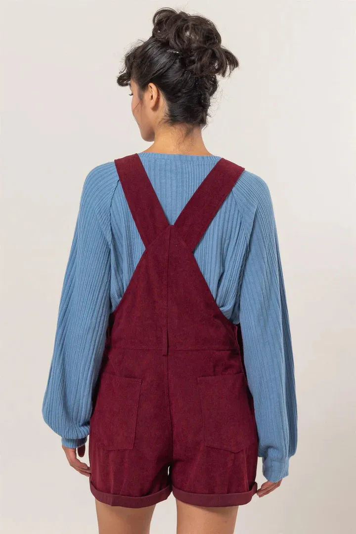 Wine Corduroy Overalls