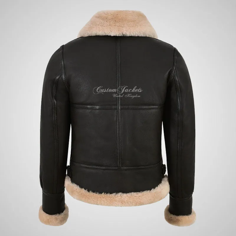 WINNIPEG Women's Shearling Jacket Sheepskin RAF Pilot Jacket Brown