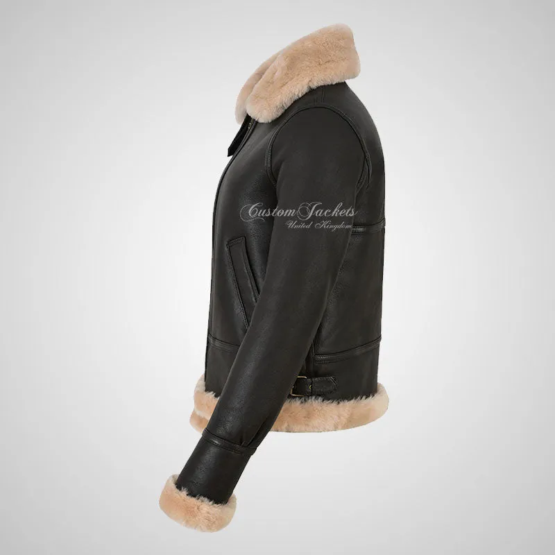 WINNIPEG Women's Shearling Jacket Sheepskin RAF Pilot Jacket Brown