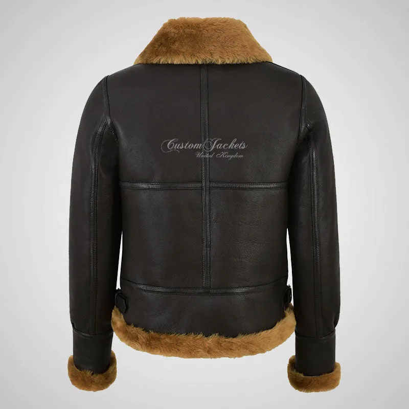 WINNIPEG Women's Shearling Jacket Sheepskin RAF Pilot Jacket Ginger Fur