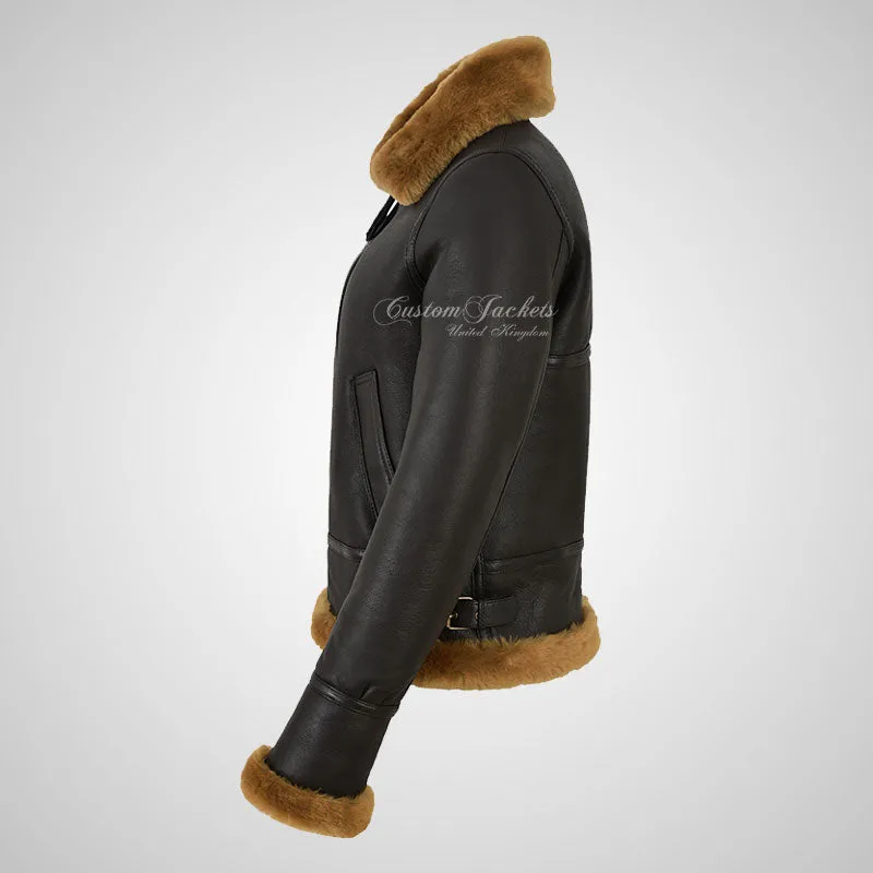 WINNIPEG Women's Shearling Jacket Sheepskin RAF Pilot Jacket Ginger Fur