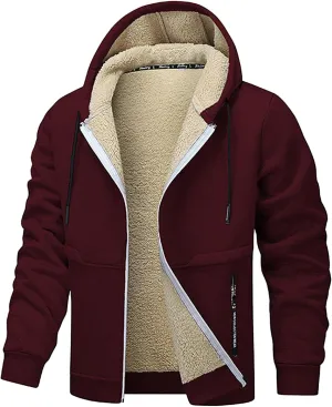 Winter Coats For Men 2024 Thicken Warm Long Sleeve Overcoats Fleece Lined Hooded Outerwear Casual Zipper Sherpa Coat