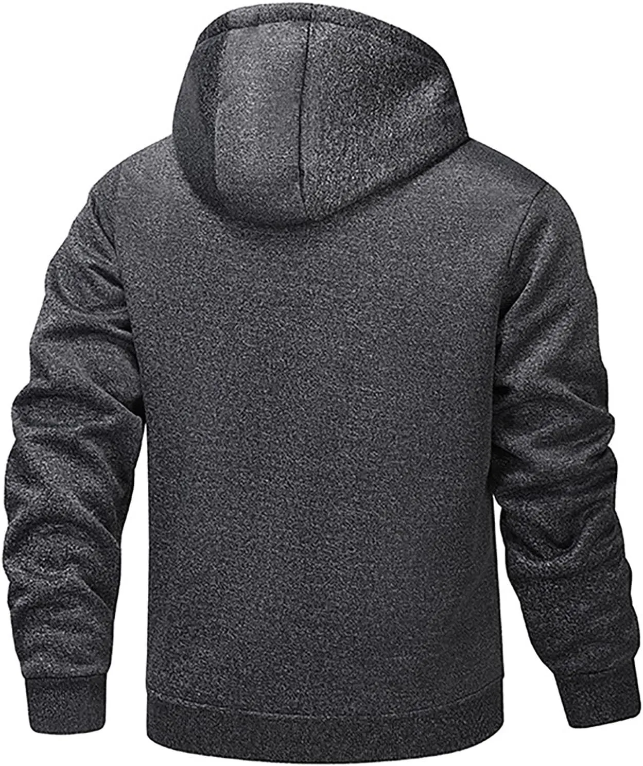 Winter Coats For Men 2024 Thicken Warm Long Sleeve Overcoats Fleece Lined Hooded Outerwear Casual Zipper Sherpa Coat