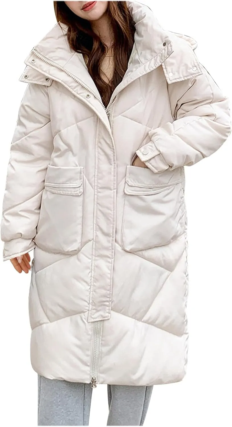Winter Coats for Women Long Quilted Lightweight Jackets Plus Size Thicken Warm Puffer Jackets Outerwear Maxi Down Coats