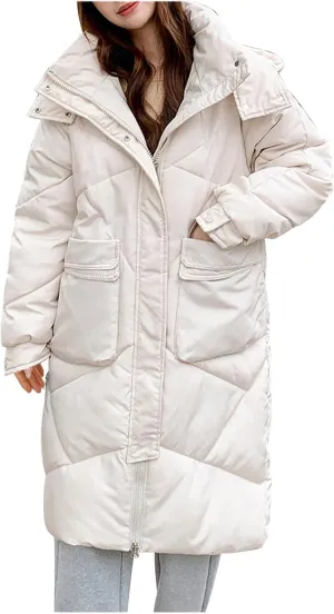 Winter Coats for Women Long Quilted Lightweight Jackets Plus Size Thicken Warm Puffer Jackets Outerwear Maxi Down Coats