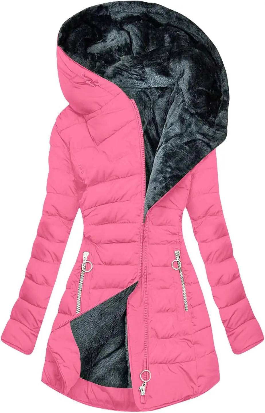 Winter Coats for Women Plus Size Puffer Jacket Long Sleeve Thickened Down Jacket Winter Warm Hooded Outerwear