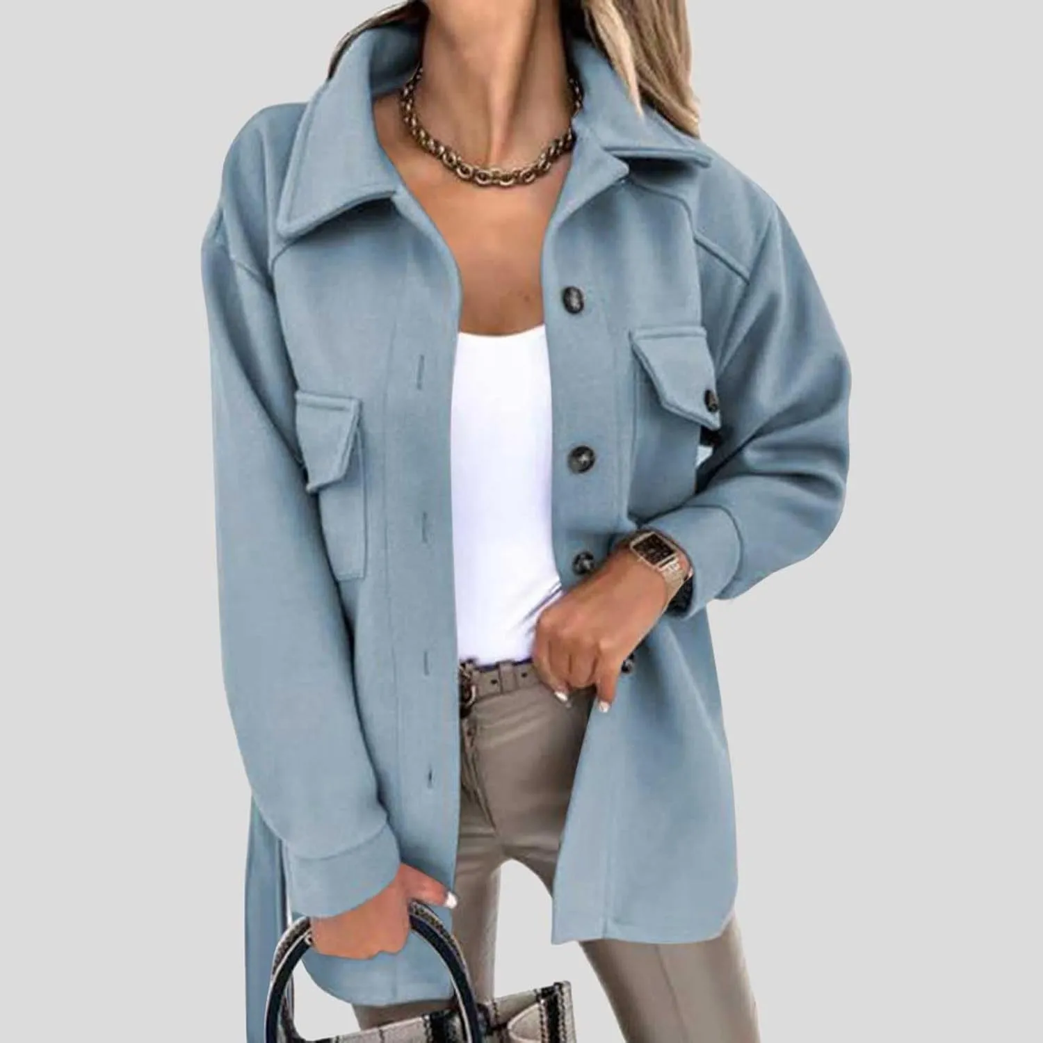 Winter Coats for Women Wool Blend Jackets Mid Long Pea Coat Long Sleeve Button Down Casual Shackets Jackets Outerwear