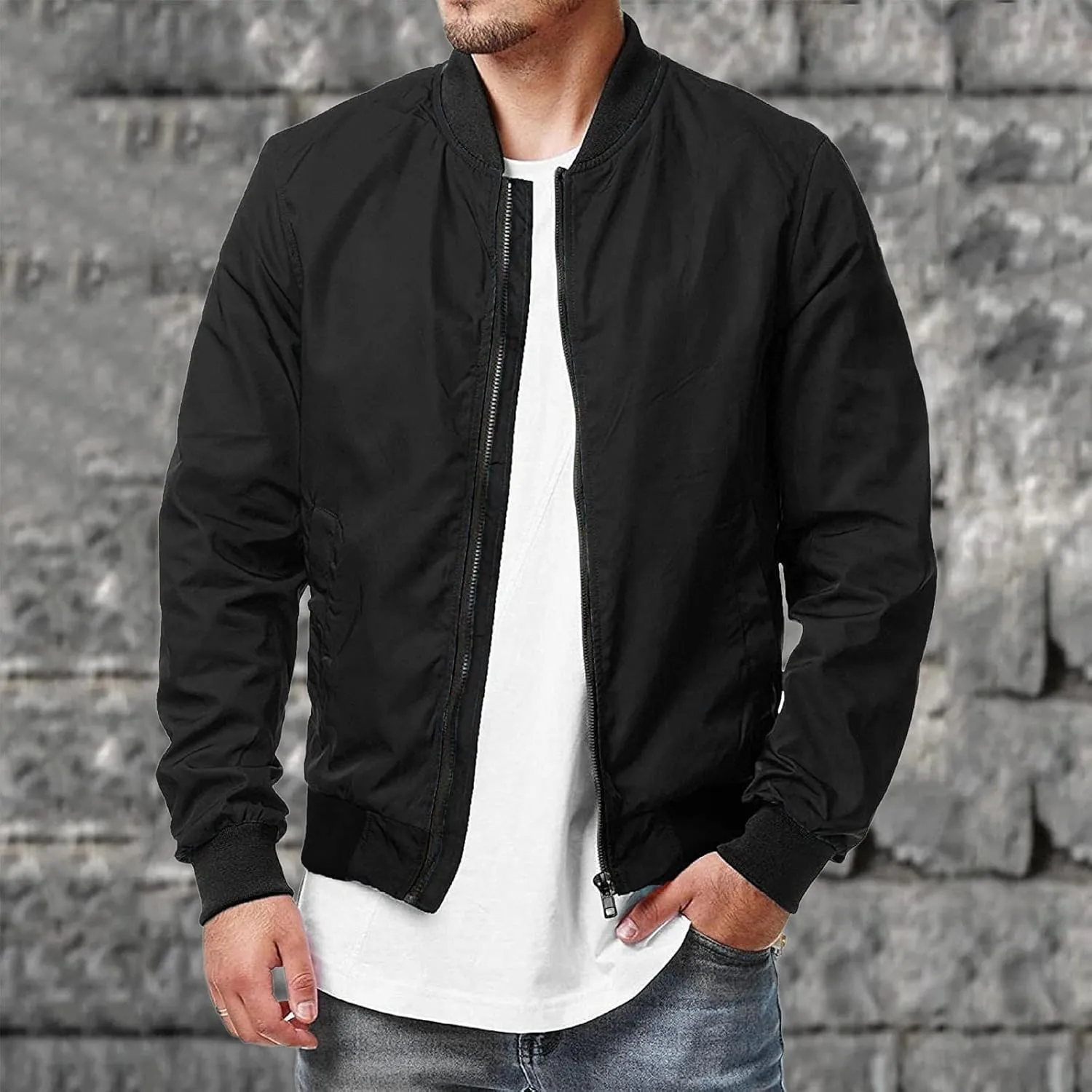 Winter Jackets for Men Men's Lightweight Bomber Jacket Causal Varsity Flight Windbreaker Track Jacket