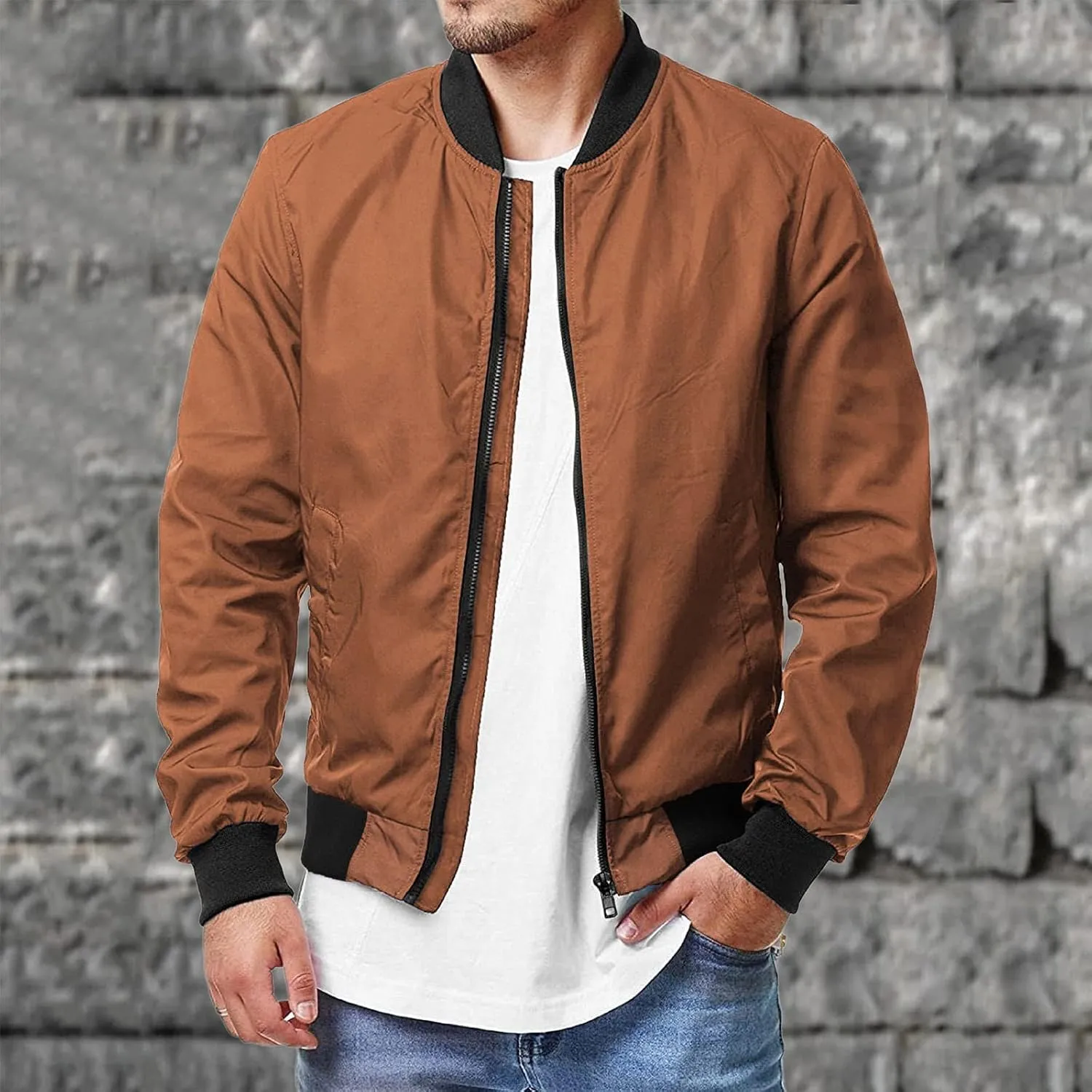 Winter Jackets for Men Men's Lightweight Bomber Jacket Windbreaker Softshell Varsity Jacket Coat