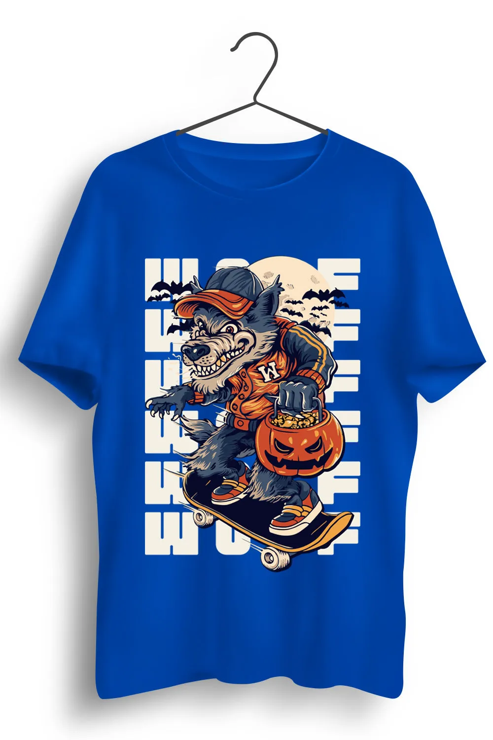 Wolf Graphic Printed Blue Tshirt