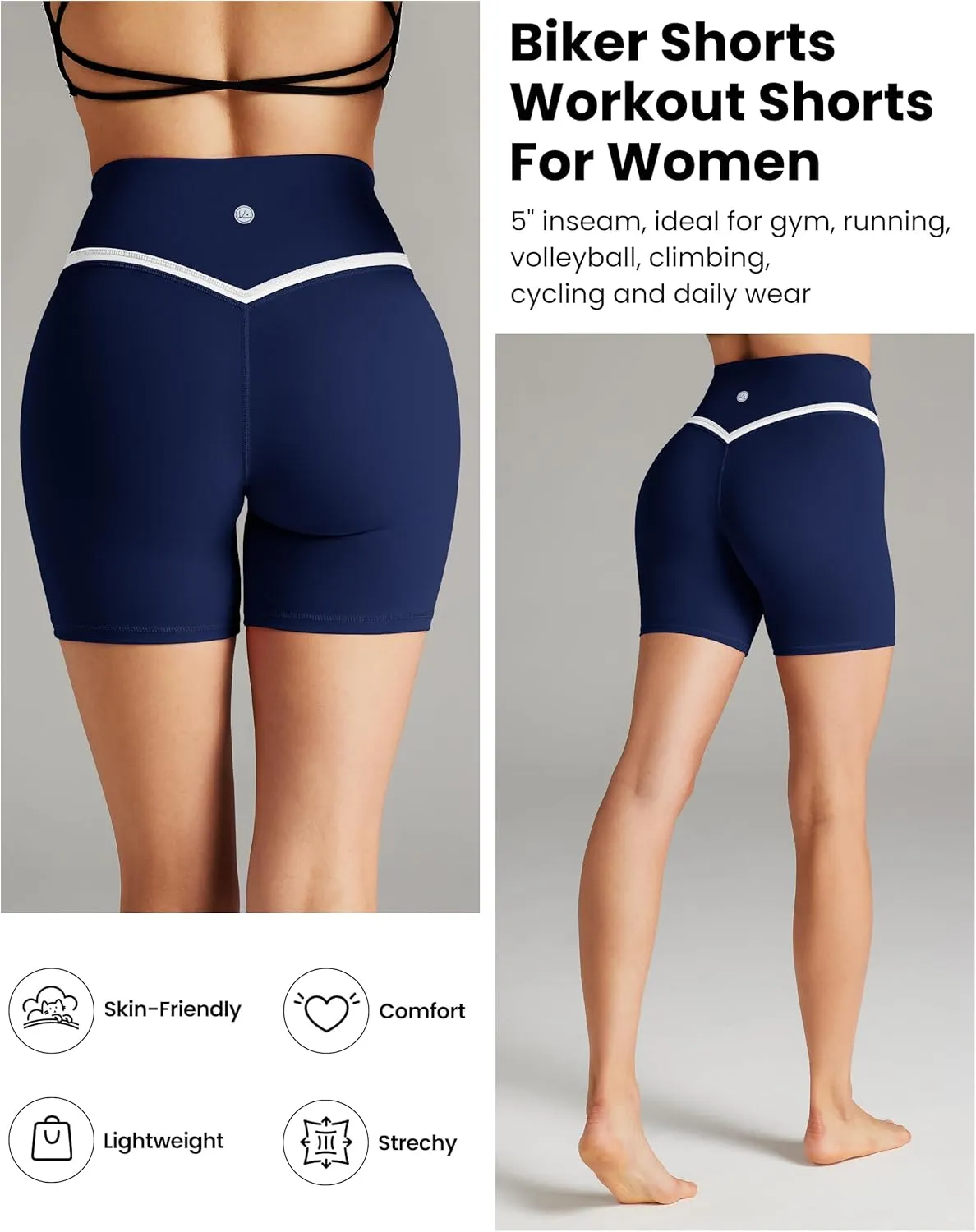 Women Biker Shorts Compression Crossover Seamless Athletic Shorts Running Sportswear