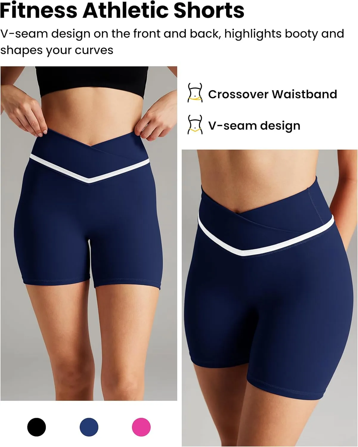 Women Biker Shorts Compression Crossover Seamless Athletic Shorts Running Sportswear