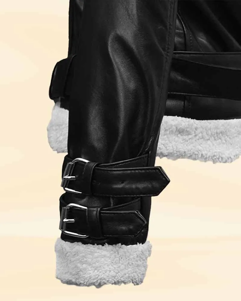 Women Black Faux Fur Leather Jacket