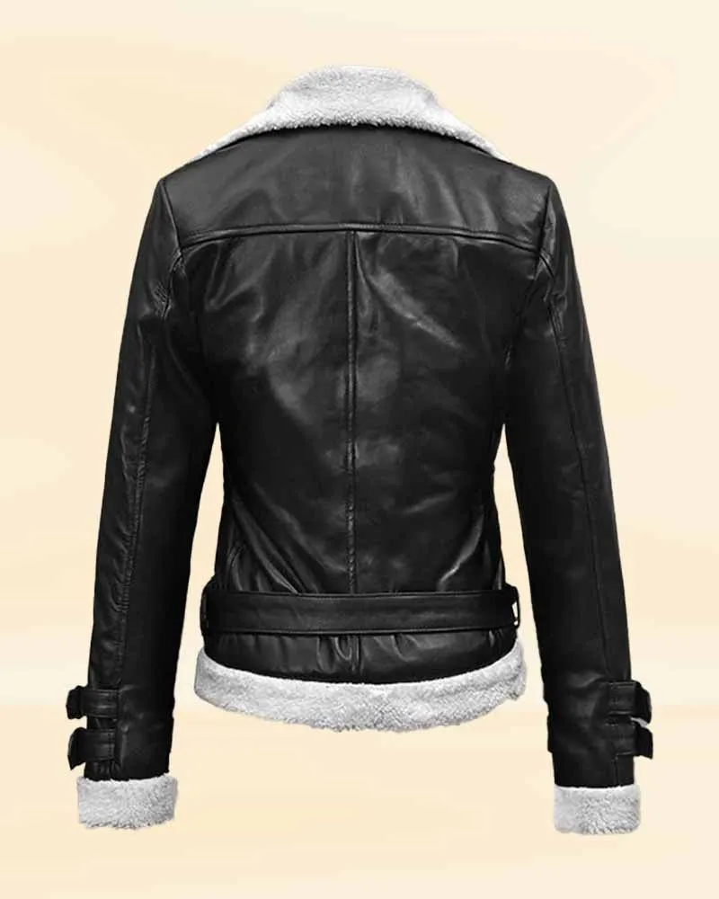 Women Black Faux Fur Leather Jacket