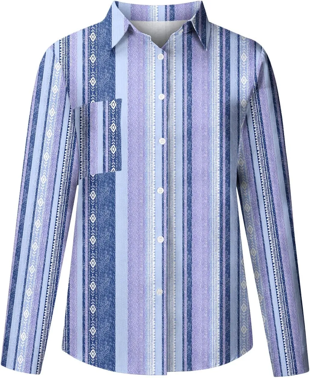 Women Button Down Shirts Cotton Linen Casual Collar Blouses Stripes Long Sleeve Shirts Comfy Fall Outfits 2024