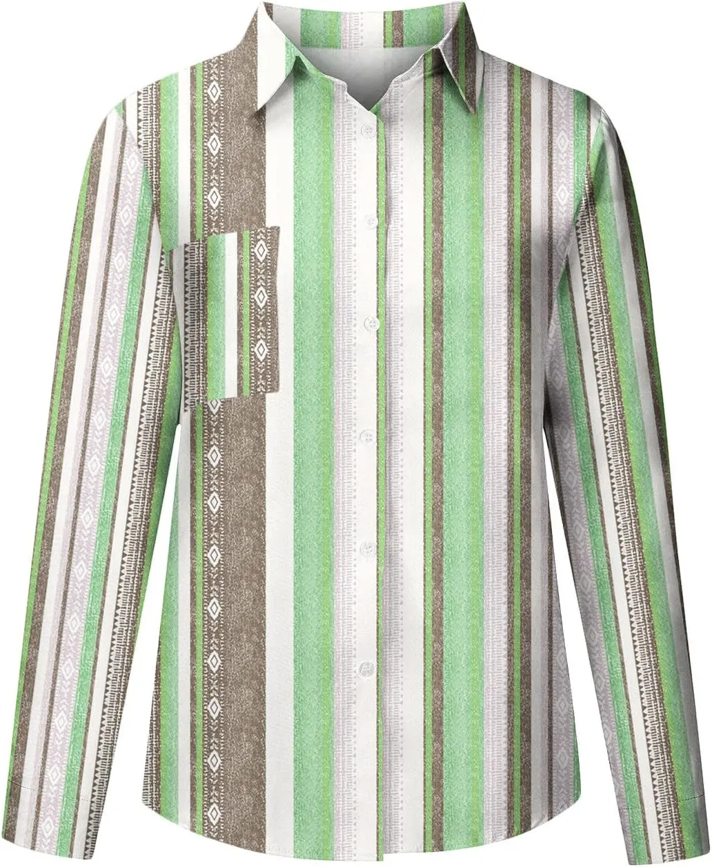 Women Button Down Shirts Cotton Linen Casual Collar Blouses Stripes Long Sleeve Shirts Comfy Fall Outfits 2024