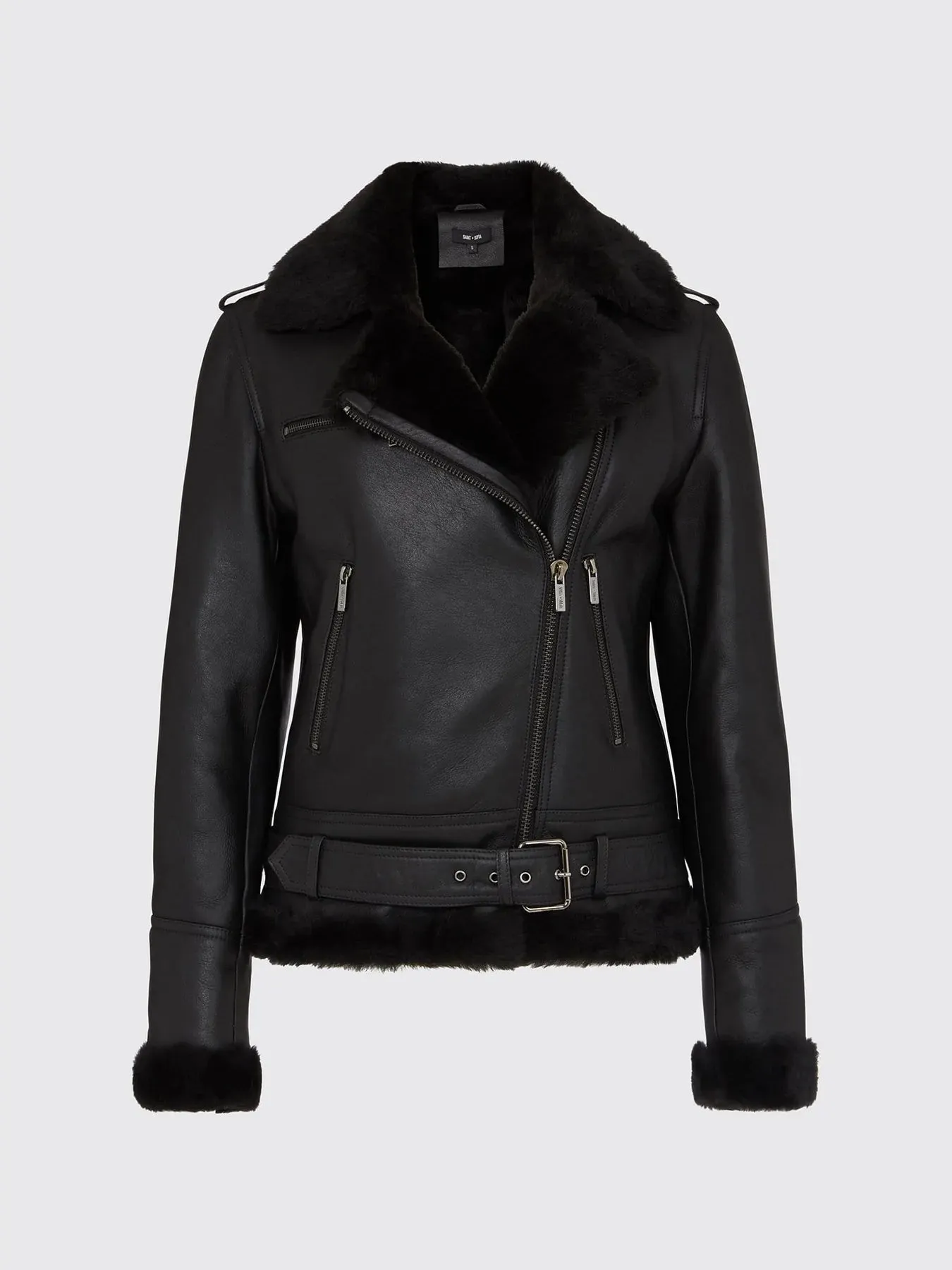 WOMEN FAUX SHEARLING JACKET - BLACK BY THE JACKET SELLER