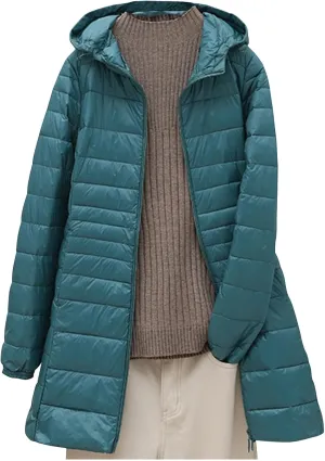 Women Lightweight Quilted Puffer Jacket Warm Winter Hooded Down Coats Casual Parkas Jackets Outerwear with Pockets