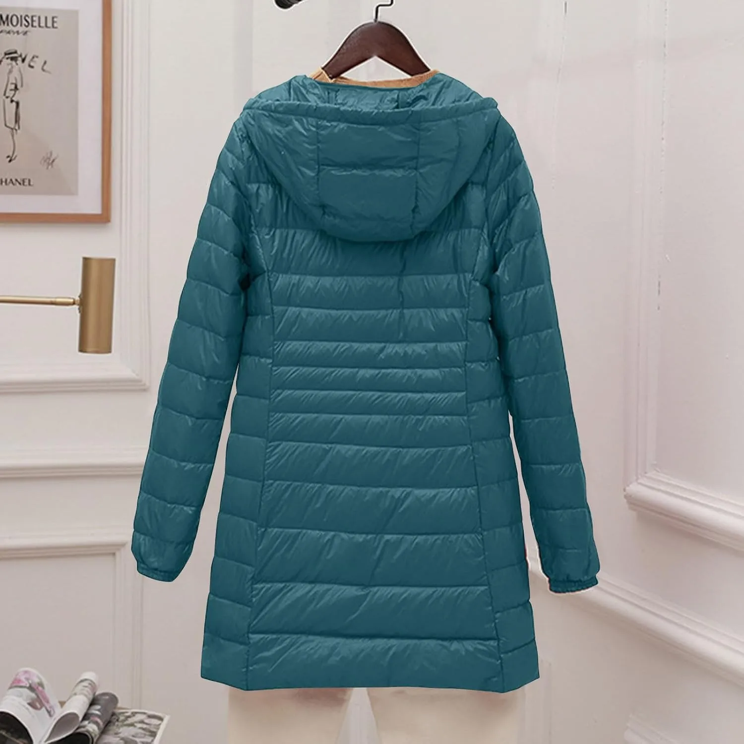 Women Lightweight Quilted Puffer Jacket Warm Winter Hooded Down Coats Casual Parkas Jackets Outerwear with Pockets