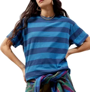 Women Oversized Striped T Shirt Crewneck Short Sleeve Color Black Shirts Loose Fit Summer Boxy Tops