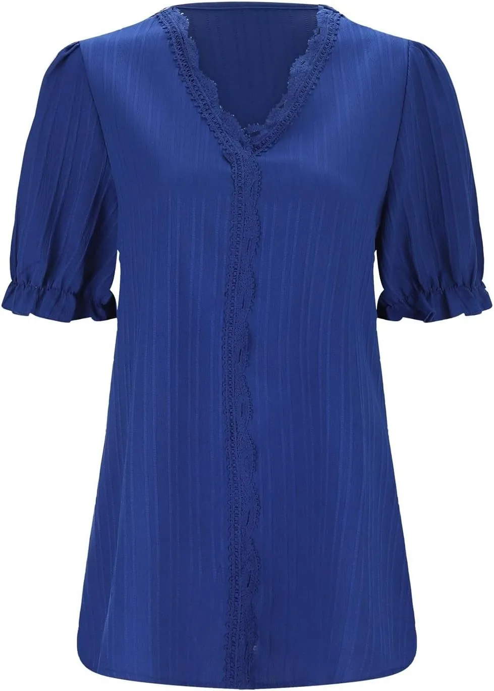Women Summer Lace V Neck Plain Lace Elegant Shirt Fashion Solid Color Elegant Blouse Short Sleeve Tops Plus Size