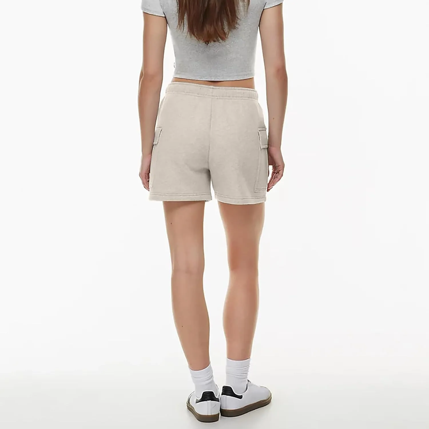 Women Sweat Shorts with Cargo Pockets Casual Summer Athletic Shorts High Waisted Running Shorts Comfy Lounge Shorts