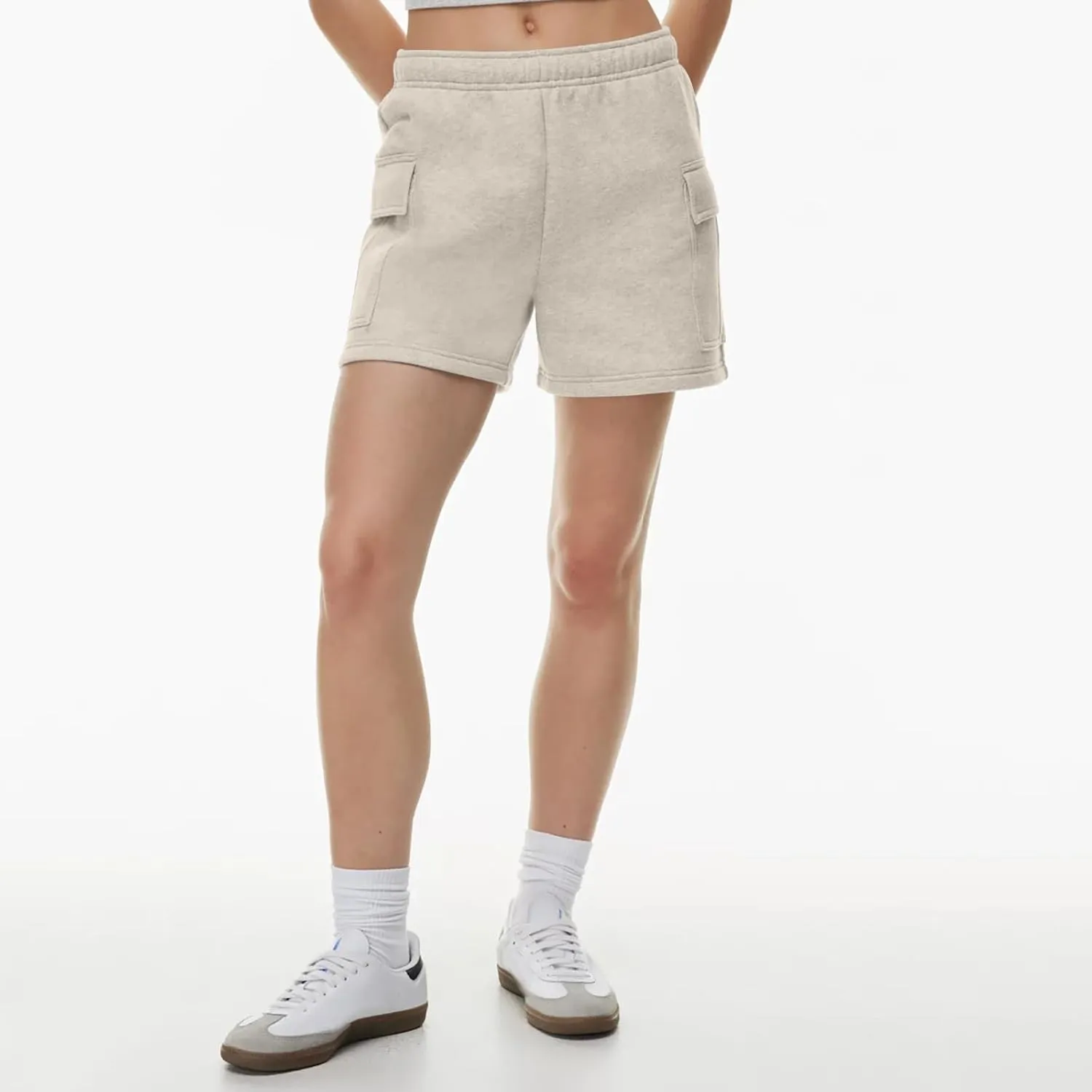 Women Sweat Shorts with Cargo Pockets Casual Summer Athletic Shorts High Waisted Running Shorts Comfy Lounge Shorts
