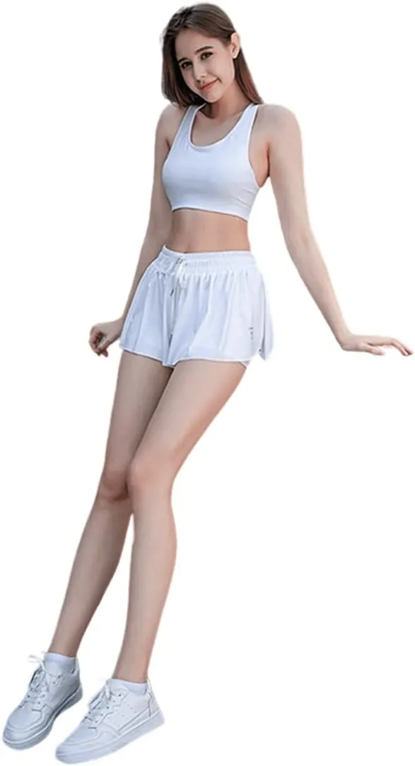 Women's 2 in 1 Flowy Workout Gym Running Shorts,Running Yoga Quick-Dry Drawstring Shorts,2 in 1 Flowy Running Shorts