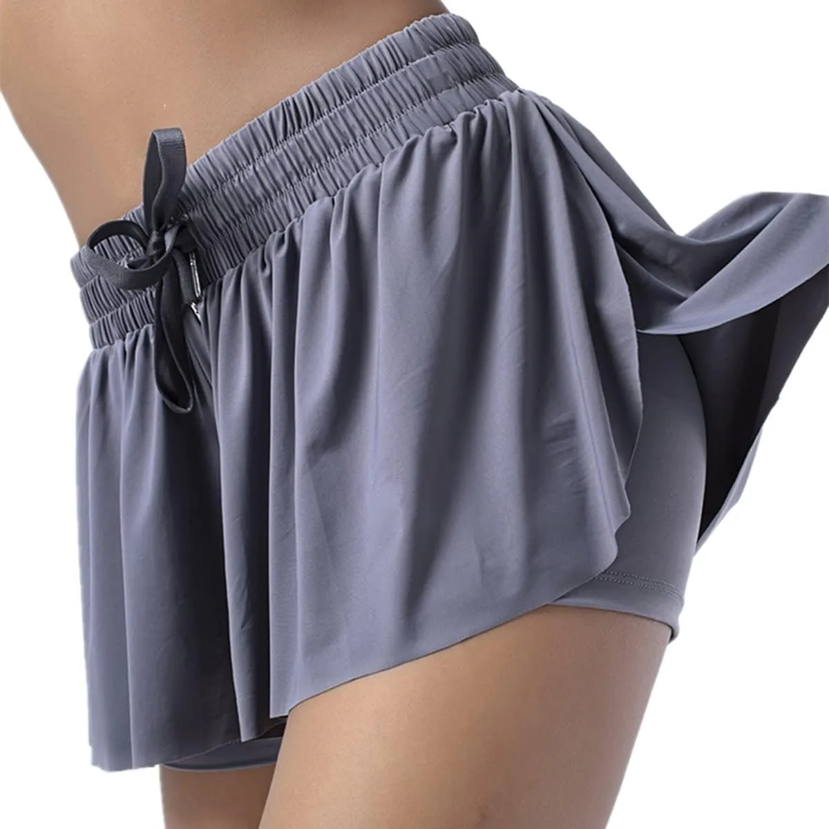 Women's 2 in 1 Flowy Workout Gym Running Shorts,Running Yoga Quick-Dry Drawstring Shorts,2 in 1 Flowy Running Shorts
