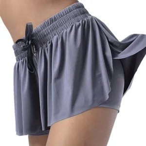 Women's 2 in 1 Flowy Workout Gym Running Shorts,Running Yoga Quick-Dry Drawstring Shorts,2 in 1 Flowy Running Shorts