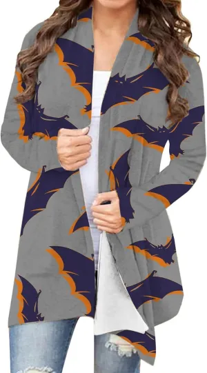 Womens 2023 Fashion Print Cardigan Casual Open Front Printed Cardigans Sweaters Fall Winter Thin Coats Jackets Outerwear