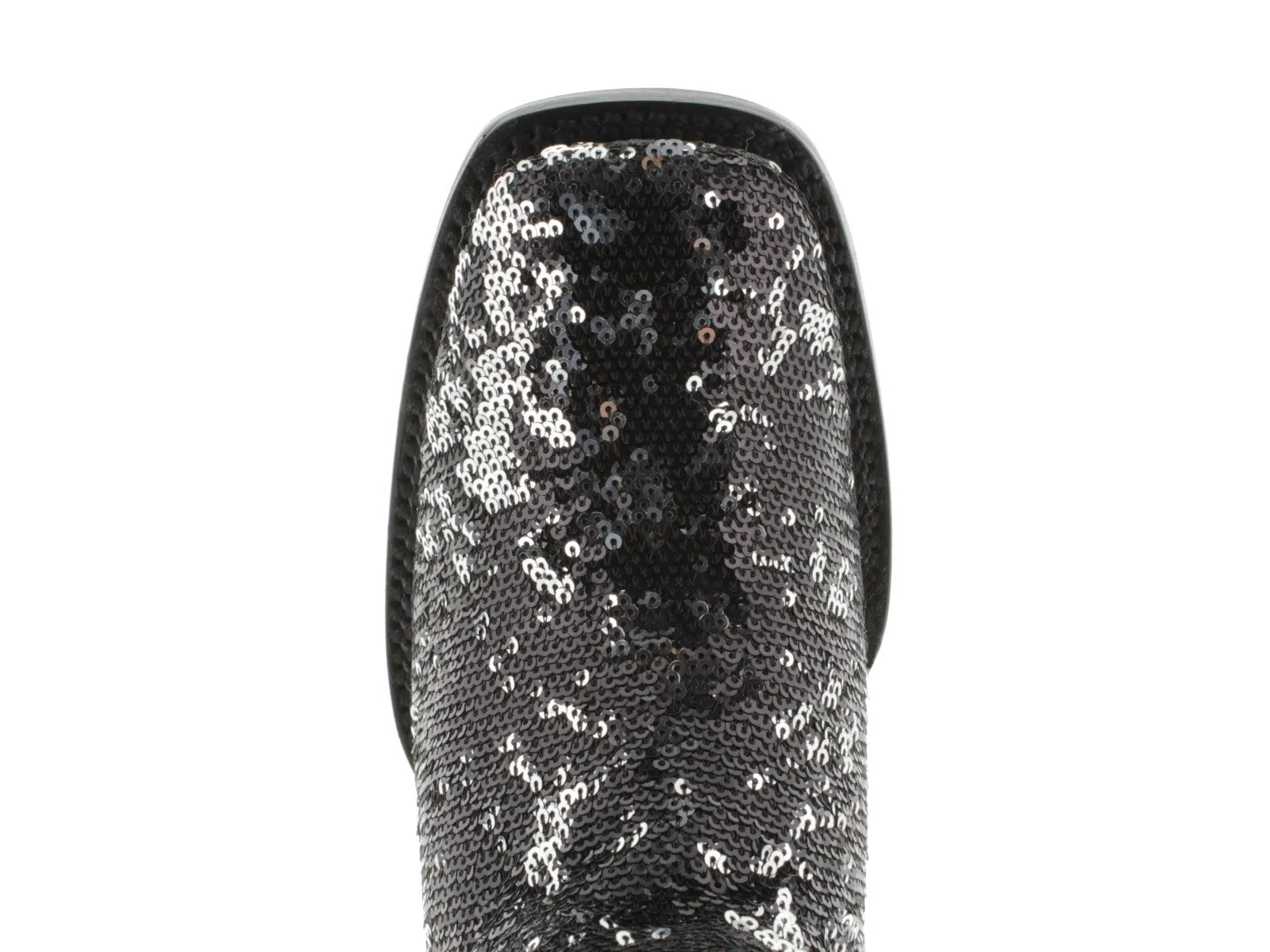 Women's Black Sequins Western Rodeo Cowboy Boots Square Toe